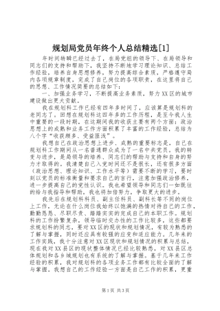 规划局党员年终个人总结