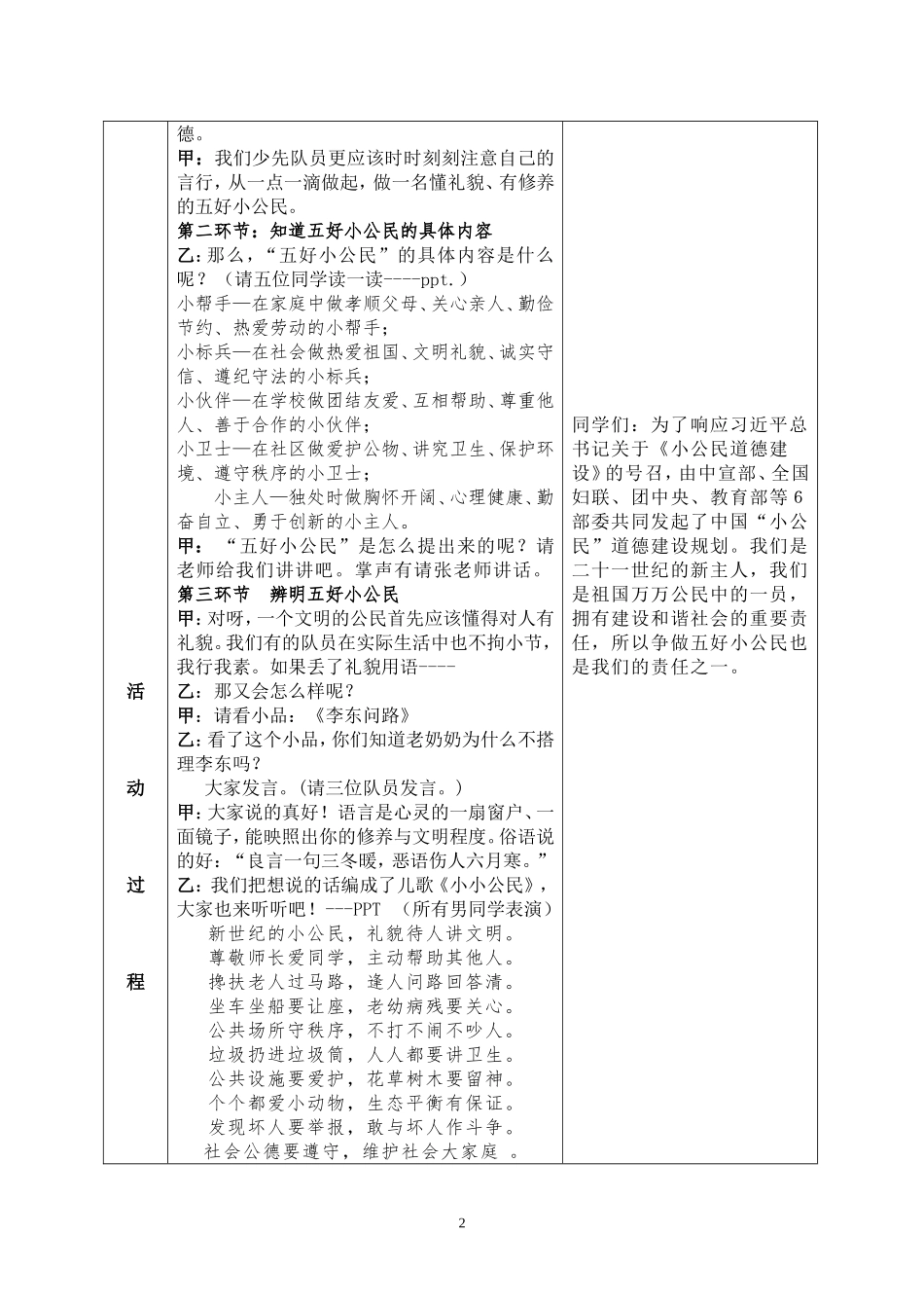 做五好小公民班会方案_第2页