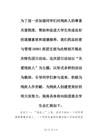国际残疾人日活动总结范文