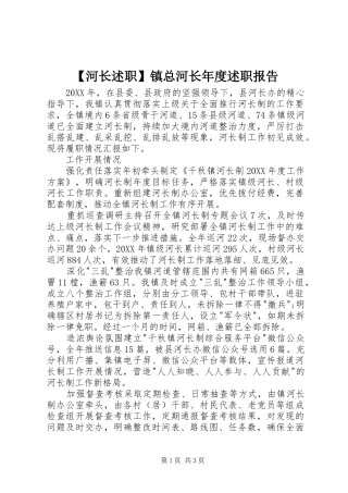 河长述职镇总河长年度述职报告