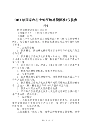 国家农村土地征地补偿标准仅供参考