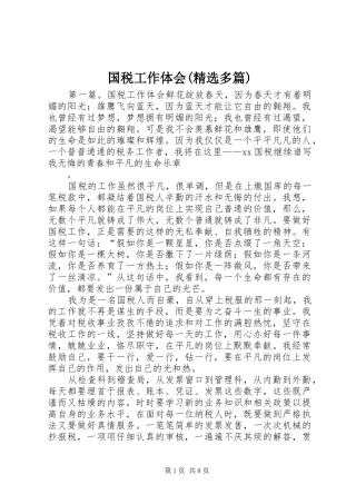 国税工作体会多篇
