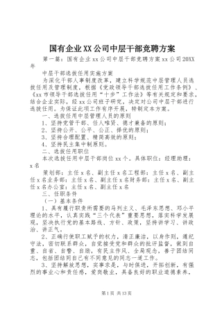 国有企业公司中层干部竞聘方案