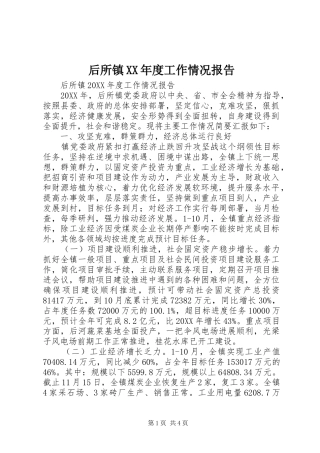 后所镇年度工作情况报告