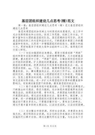 基层团组织建设几点思考精范文