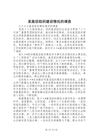 基层组织建设情况的调查新版