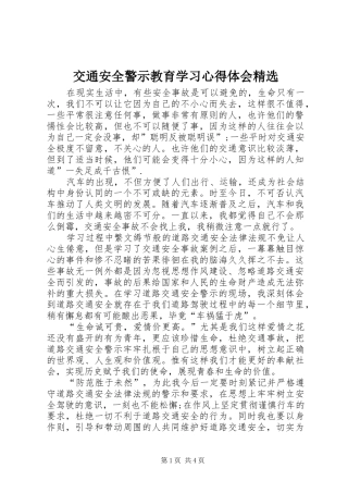 交通安全警示教育学习心得体会