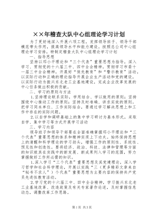 稽查大队中心组理论学习计划