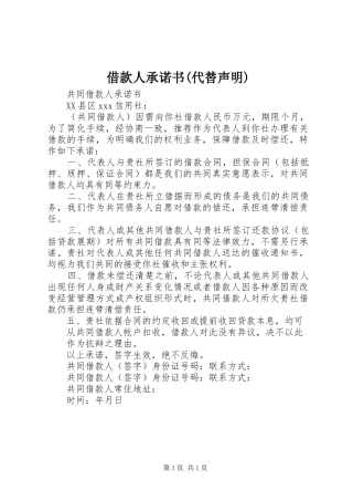 借款人承诺书代替声明