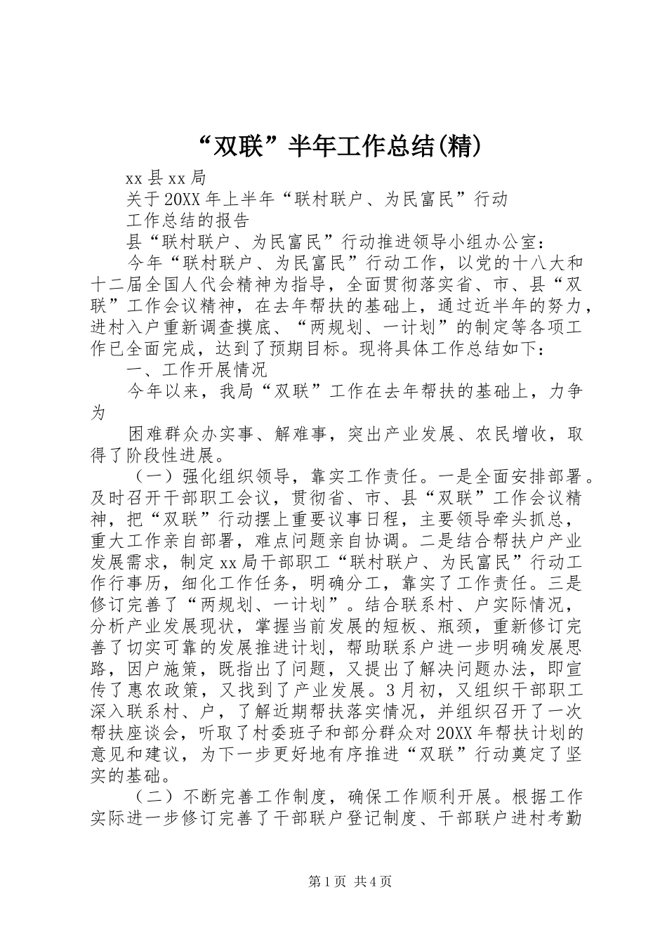 双联半年工作总结精_第1页