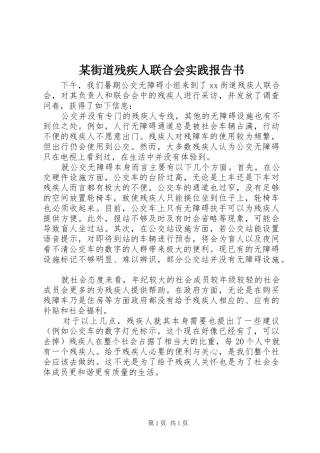 街道残疾人联合会实践报告书