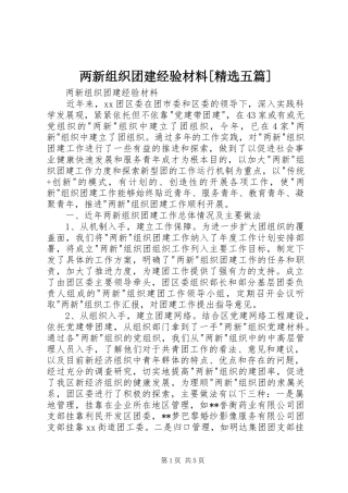 两新组织团建经验材料五篇