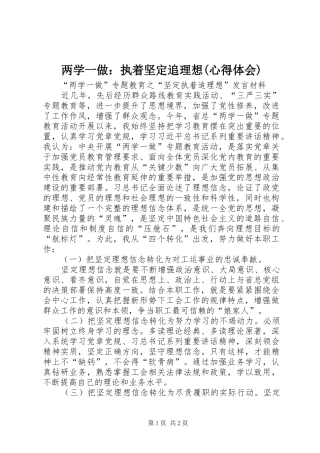 两学一做执着坚定追理想心得体会