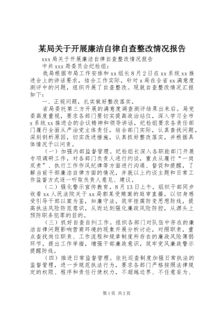 局关于开展廉洁自律自查整改情况报告