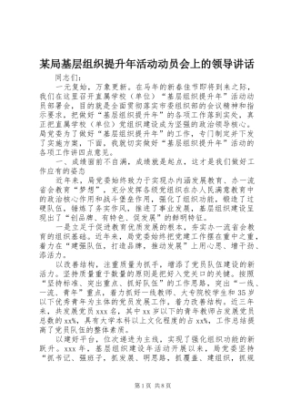 局基层组织提升年活动动员会上的领导致辞