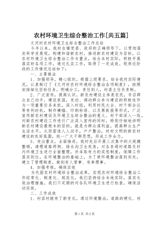 农村环境卫生综合整治工作共五篇