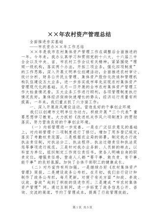 农村资产管理总结