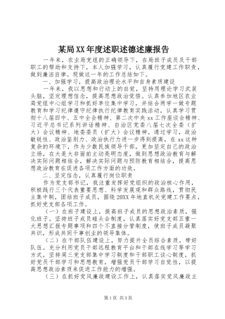 局年度述职述德述廉报告