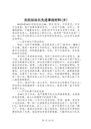 农经站站长先进事迹材料乡