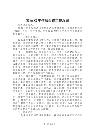 局依法治市工作总结