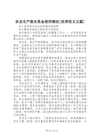 农业生产救灾资金使用情况优秀范文五篇