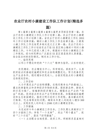 农业厅农村小康建设工作队工作计划多篇