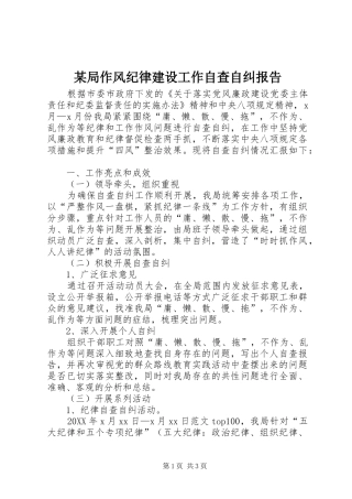 局作风纪律建设工作自查自纠报告