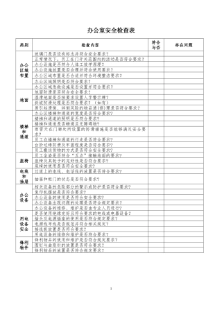 办公室安全检查表