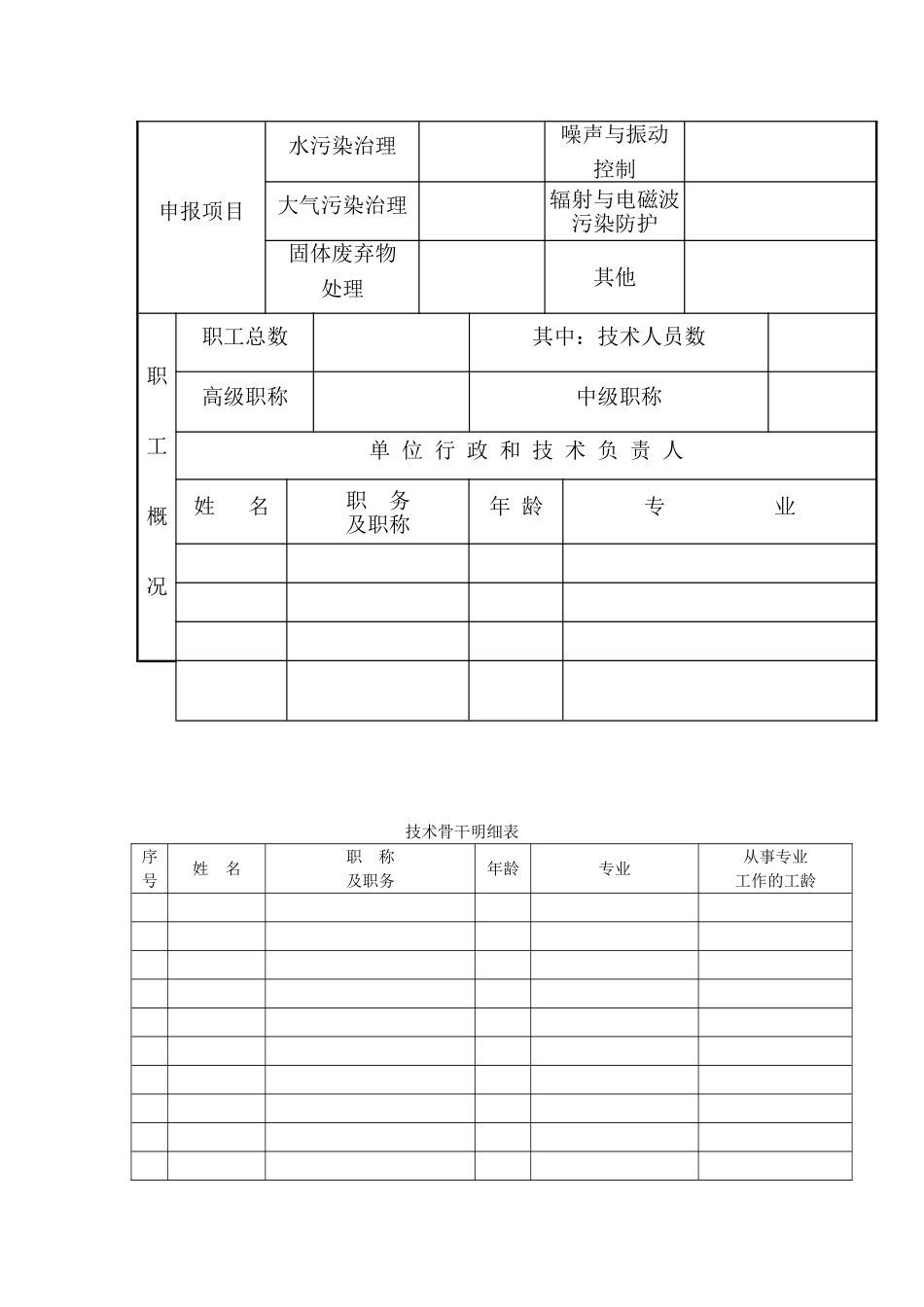 办理浙江省环境污染治理工程总承包资质证书申请表格_第2页