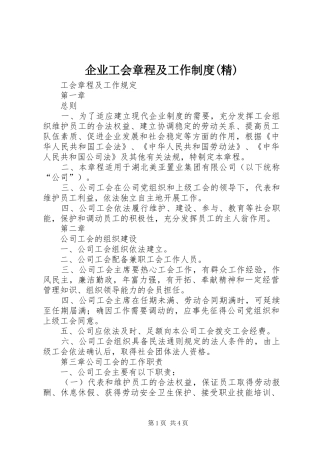 企业工会章程及工作制度精