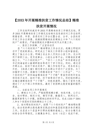 开展精准扶贫工作情况总结精准扶贫开展情况