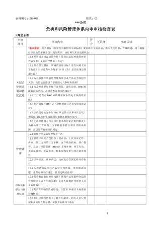 包材BRC内审审核检查表(按BRC第5版修订)