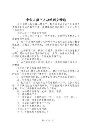 企业人员个人总结范文