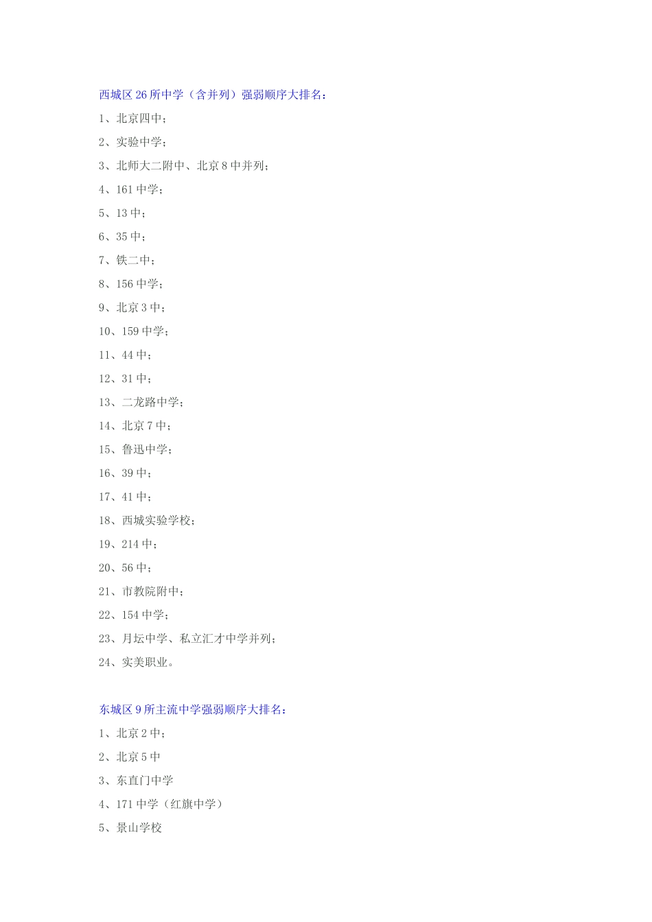 北京城八区全部102所主流中学强弱大排名及升学分析_第3页