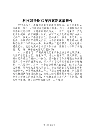科技副县长年度述职述廉报告