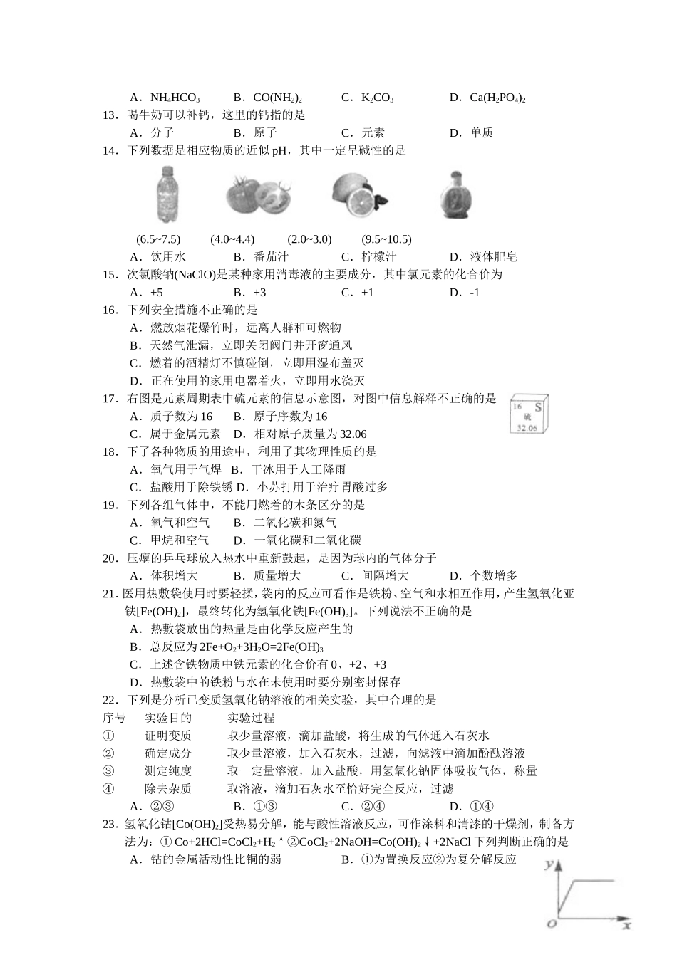 北京市历年中考试题(化学-含答案)_第2页