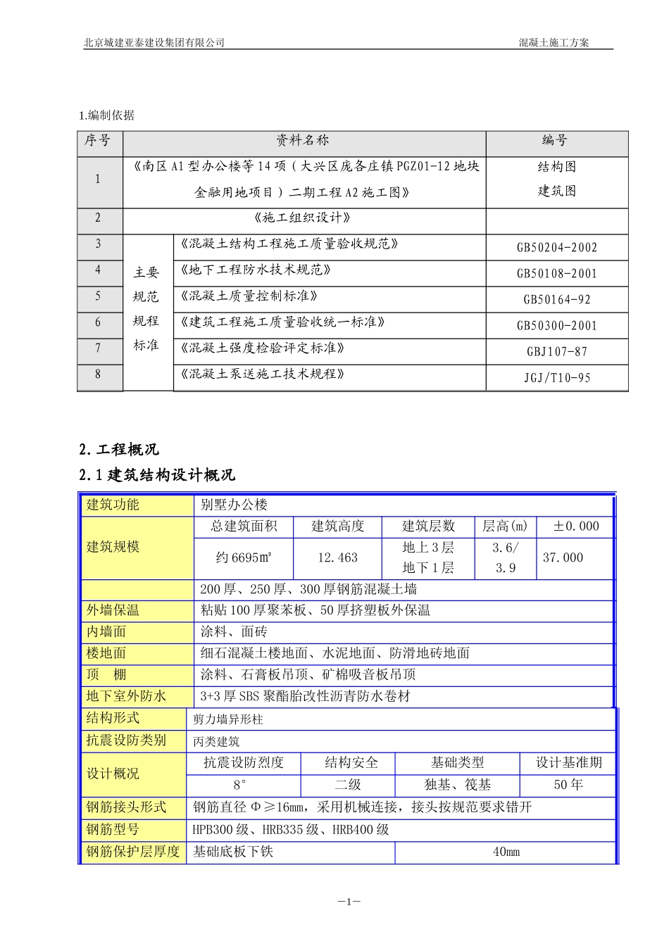 别墅工程混凝土施工方案_第1页