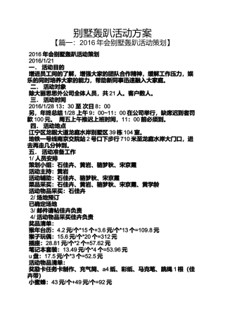 别墅轰趴活动方案