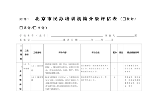 北京市民办培训机构分级评估表