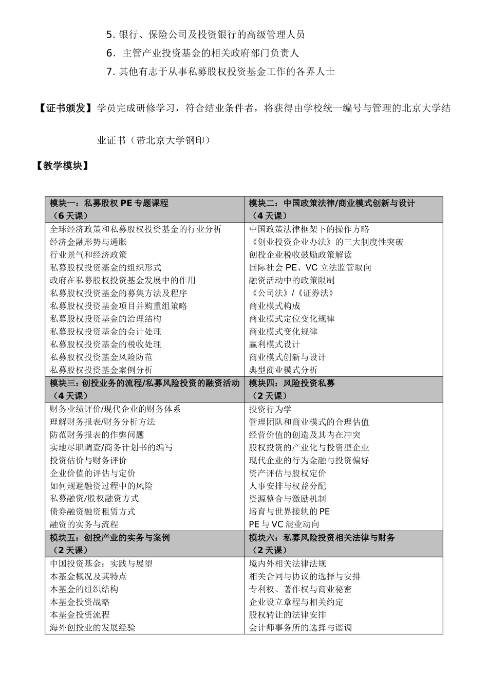 北京大学私募股权投资基金PE与企业上市高级研修班(北京班)_第2页