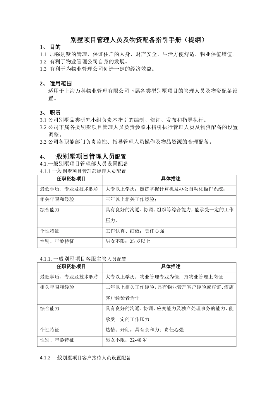 别墅项目管理人员及物资配备指引手册_第1页