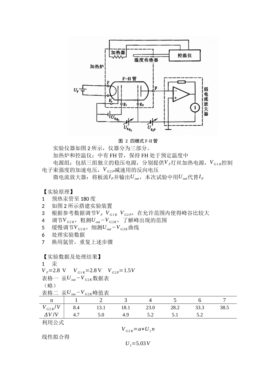 北京大学物理实验报告：弗兰克-赫兹实验(docx版)_第3页