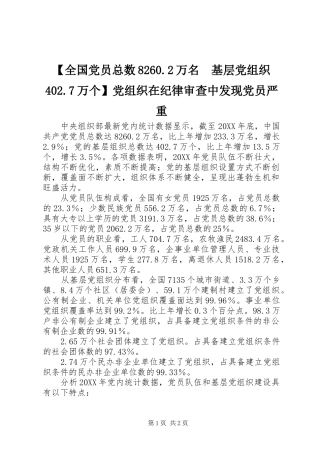 全国党员总数万名基层党组织万个党组织在纪律审查中发现党员严重