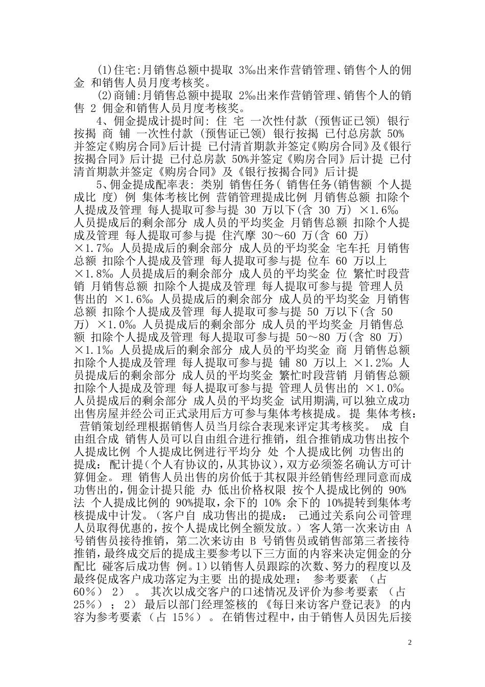 北京地区及河北省房地产销售佣金提成制度及详细说明_第2页