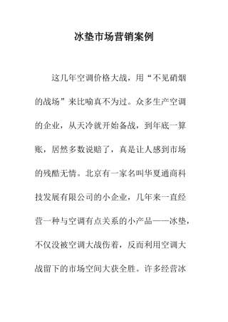 冰垫市场营销案例