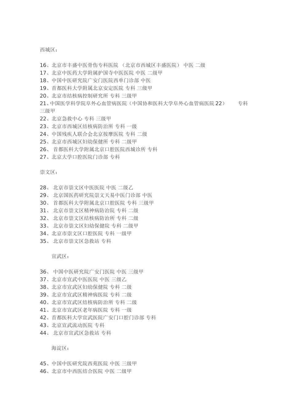 北京市社保A类定点医疗机构及医院_第2页
