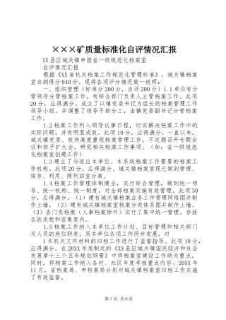 矿质量标准化自评情况汇报