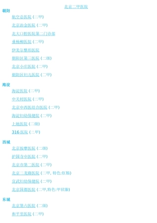 北京二甲医院列表