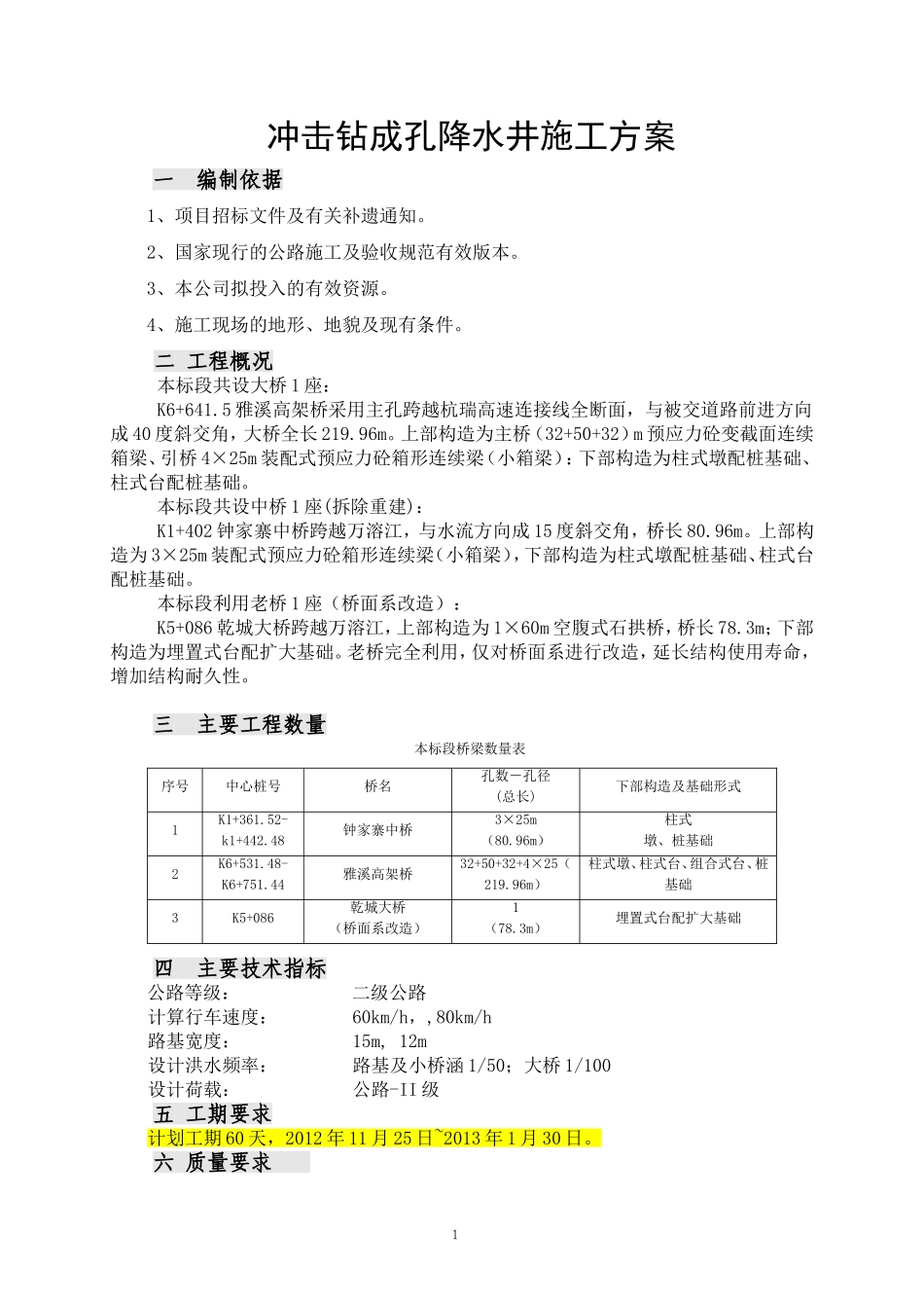 冲击钻成孔降水井施工方案_第1页
