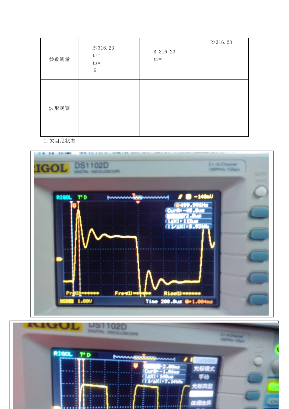 冲激响应与阶跃响应实验报告_第3页